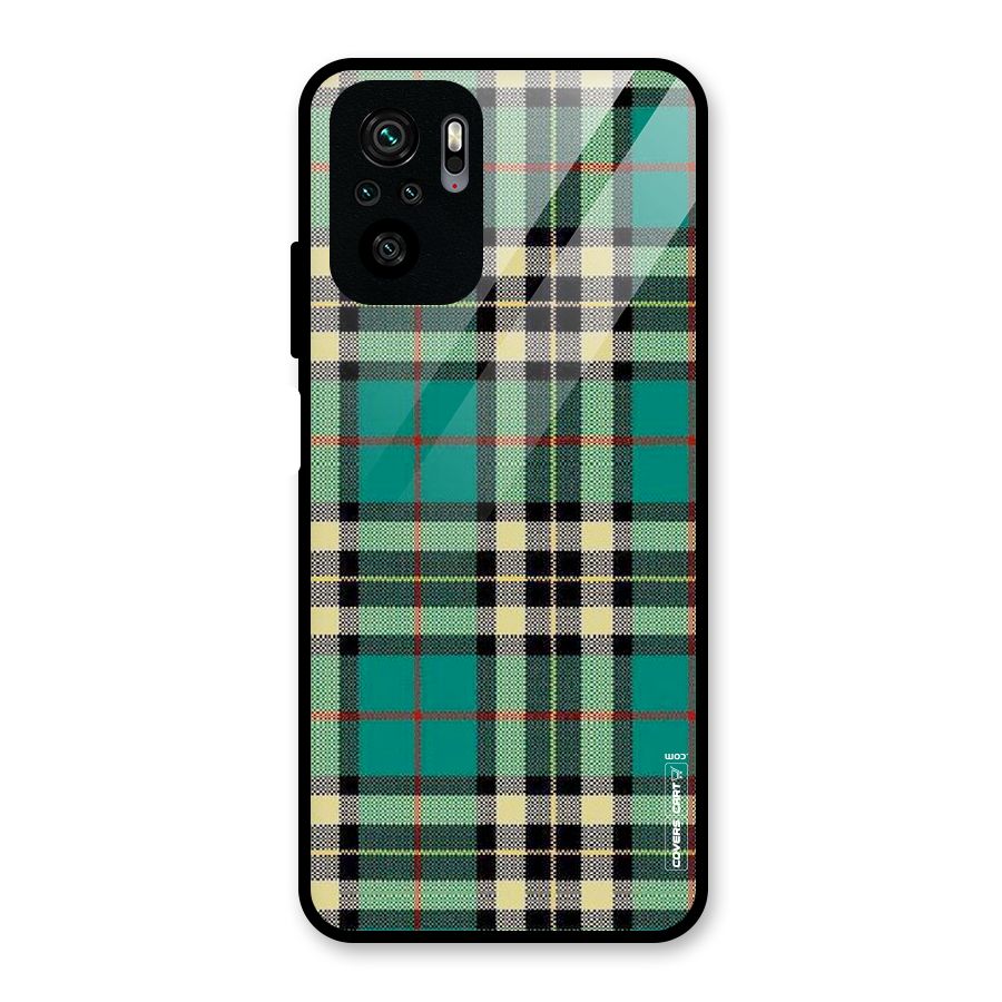 Green Check Glass Back Case for Redmi Note 10S