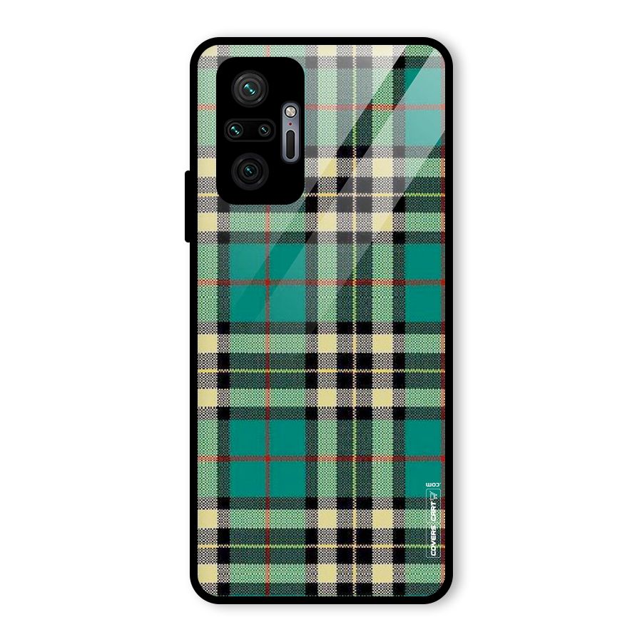 Green Check Glass Back Case for Redmi Note 10 Pro Max