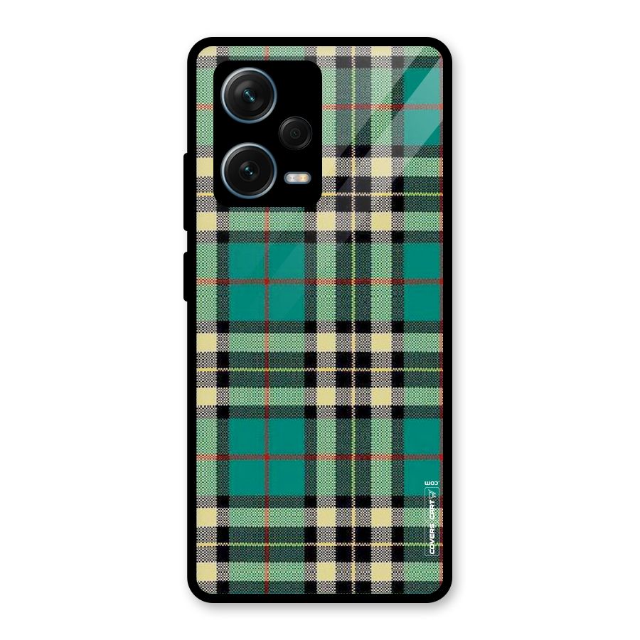 Green Check Glass Back Case for Redmi Note 12 Pro Plus 5G