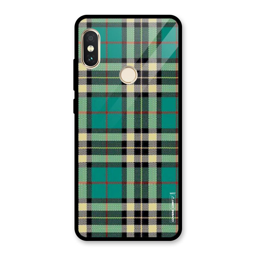 Green Check Glass Back Case for Redmi Note 5 Pro