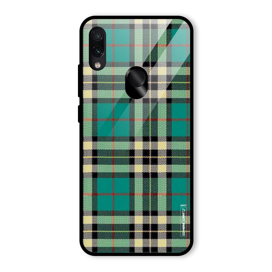 Green Check Glass Back Case for Redmi Note 7 Pro