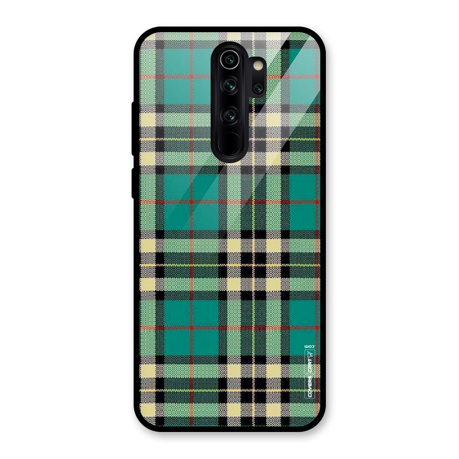 Green Check Glass Back Case for Redmi Note 8 Pro