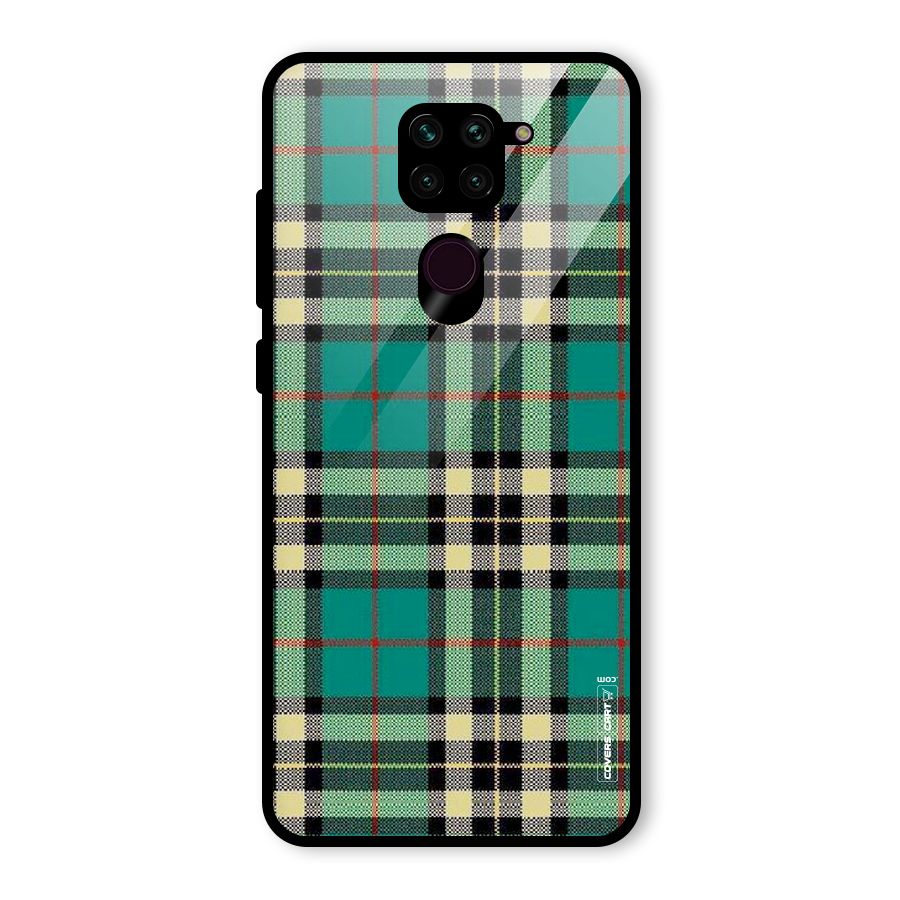 Green Check Glass Back Case for Redmi Note 9
