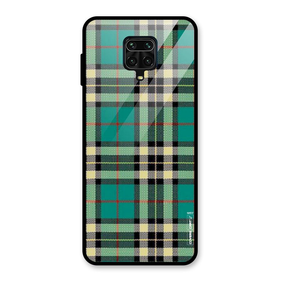 Green Check Glass Back Case for Redmi Note 9 Pro