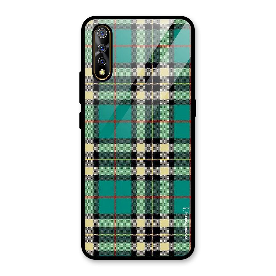 Green Check Glass Back Case for Vivo S1