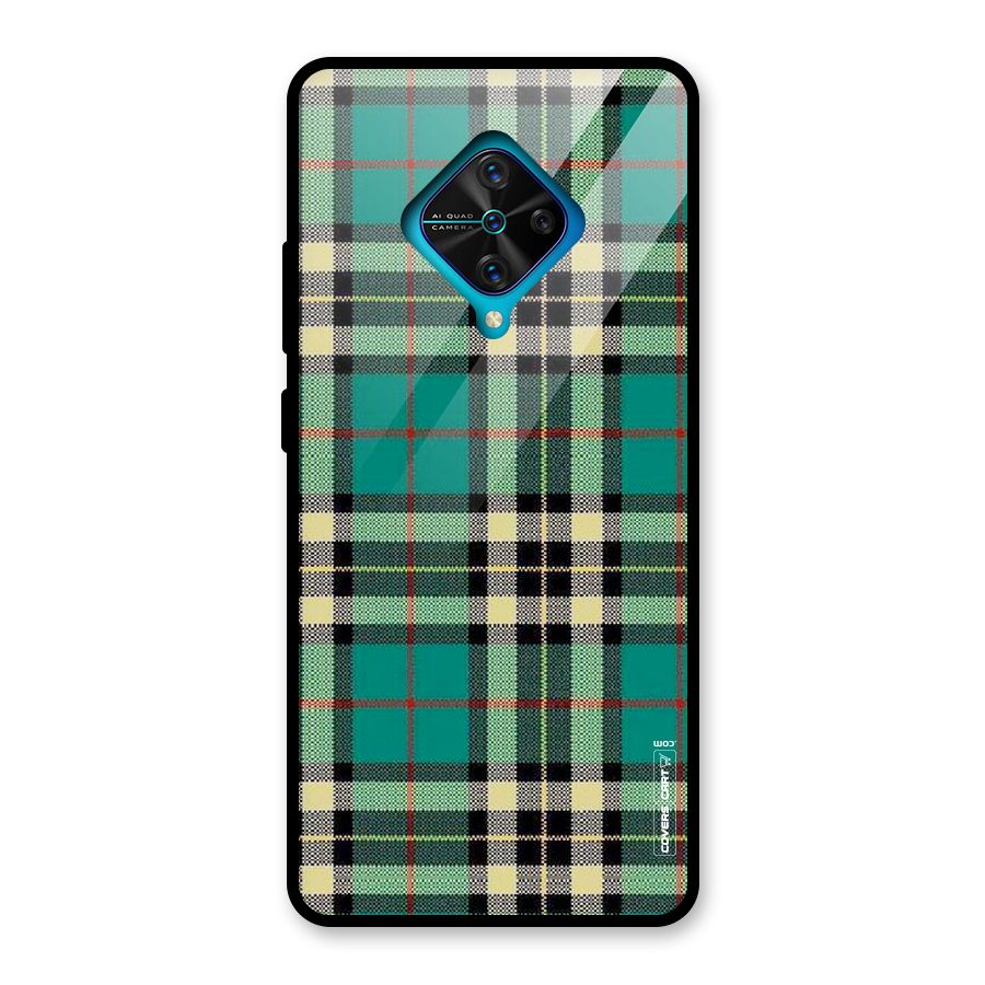Green Check Glass Back Case for Vivo S1 Pro