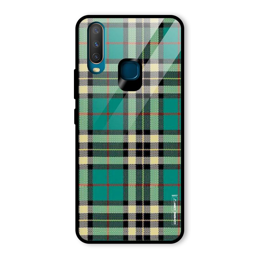 Green Check Glass Back Case for Vivo U10