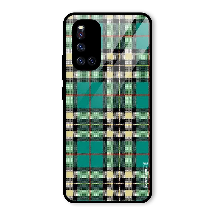 Green Check Glass Back Case for Vivo V19