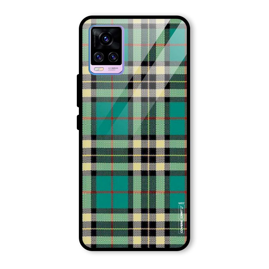 Green Check Glass Back Case for Vivo V20 Pro