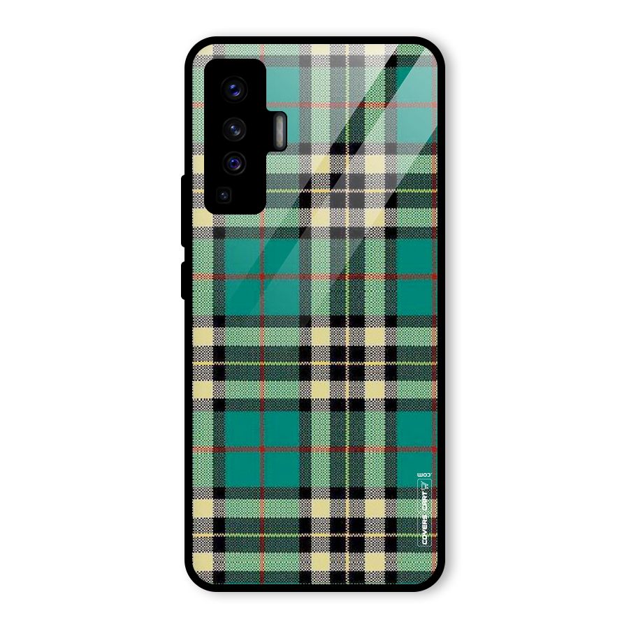 Green Check Glass Back Case for Vivo X50