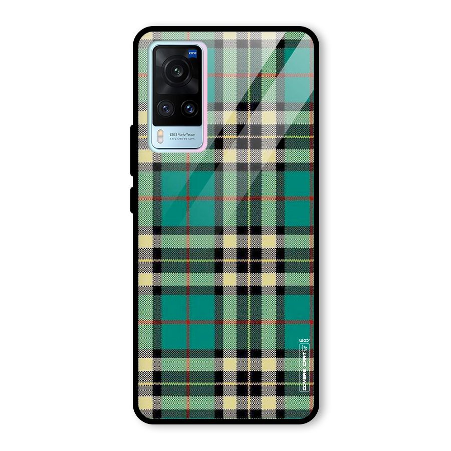 Green Check Glass Back Case for Vivo X60