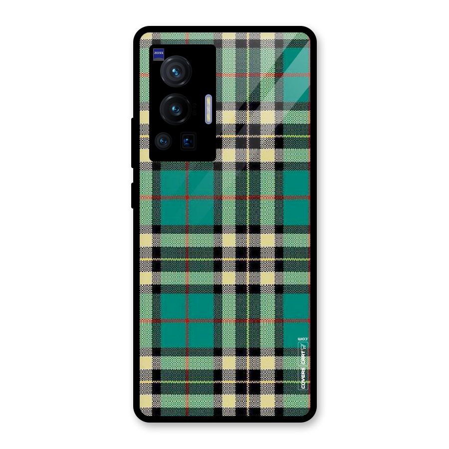 Green Check Glass Back Case for Vivo X70 Pro