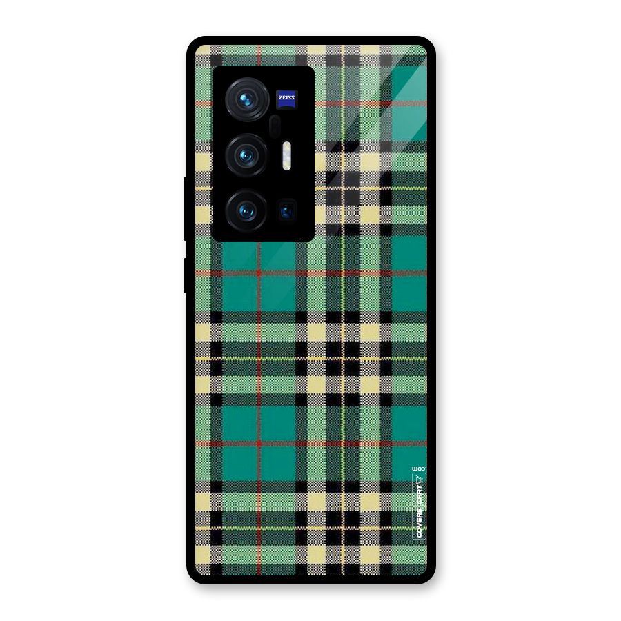 Green Check Glass Back Case for Vivo X70 Pro Plus