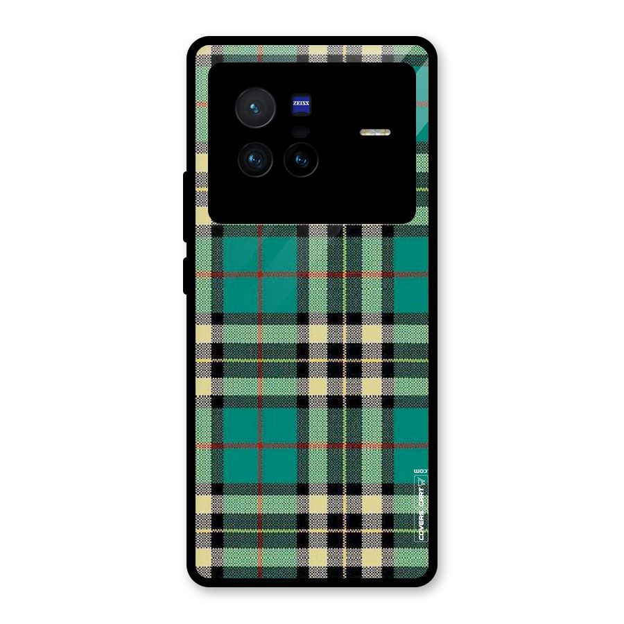 Green Check Glass Back Case for Vivo X80