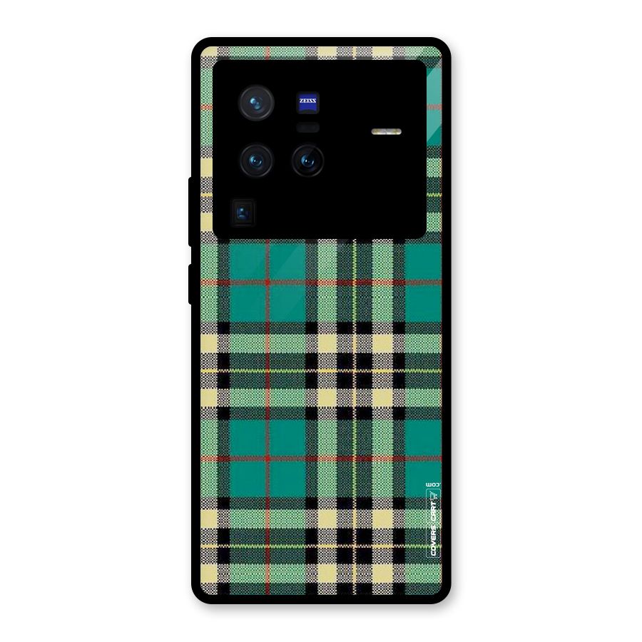 Green Check Glass Back Case for Vivo X80 Pro