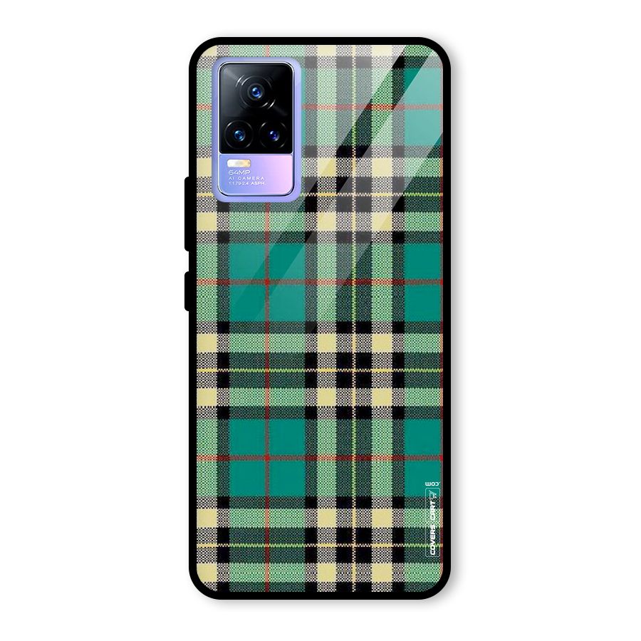 Green Check Glass Back Case for Vivo Y73