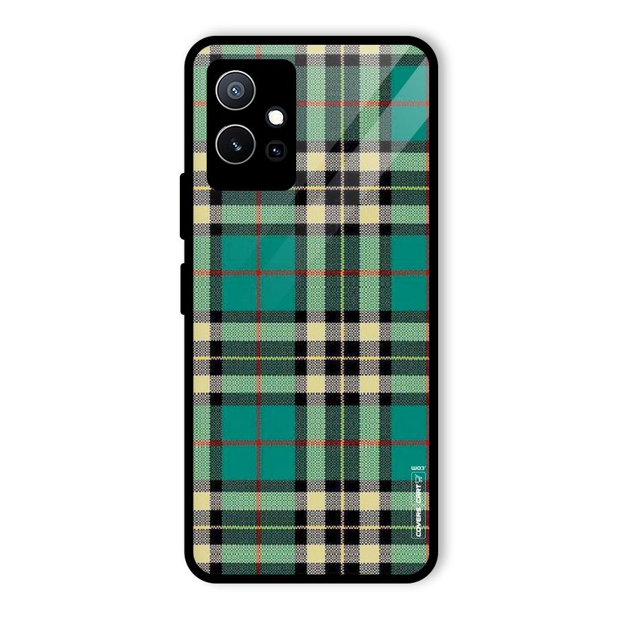 Green Check Glass Back Case for Vivo Y75 5G