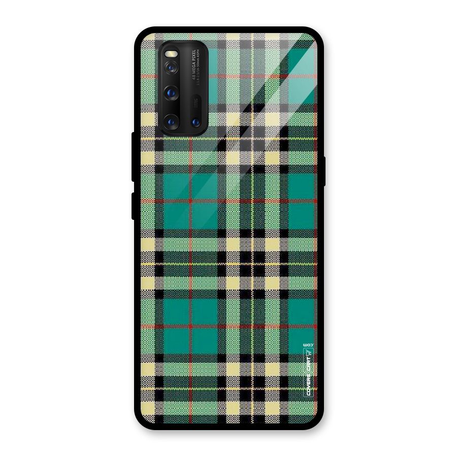 Green Check Glass Back Case for Vivo iQOO 3