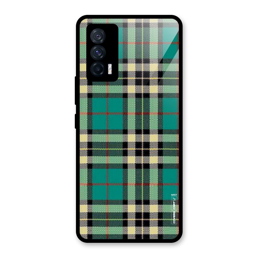 Green Check Glass Back Case for Vivo iQOO 7 5G