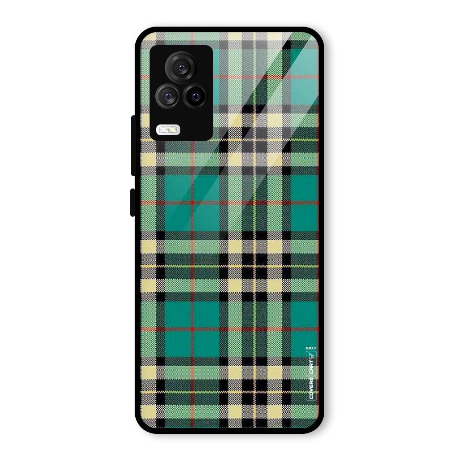 Green Check Glass Back Case for Vivo iQOO 7 Legend 5G