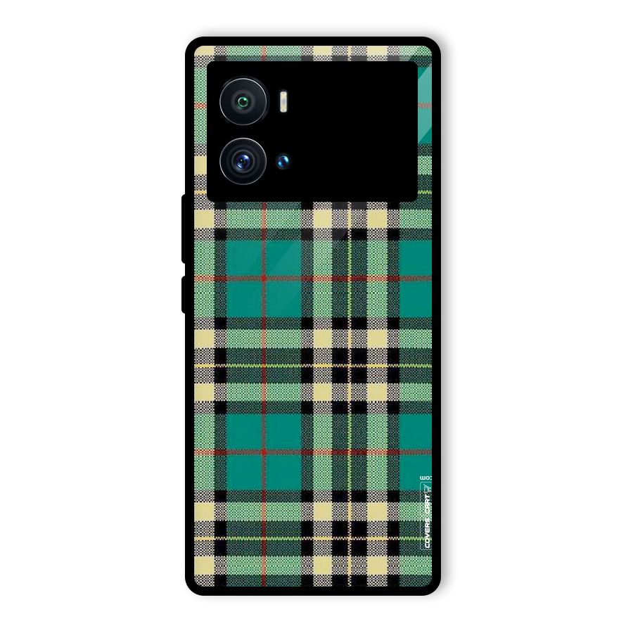 Green Check Glass Back Case for Vivo iQOO 9 Pro