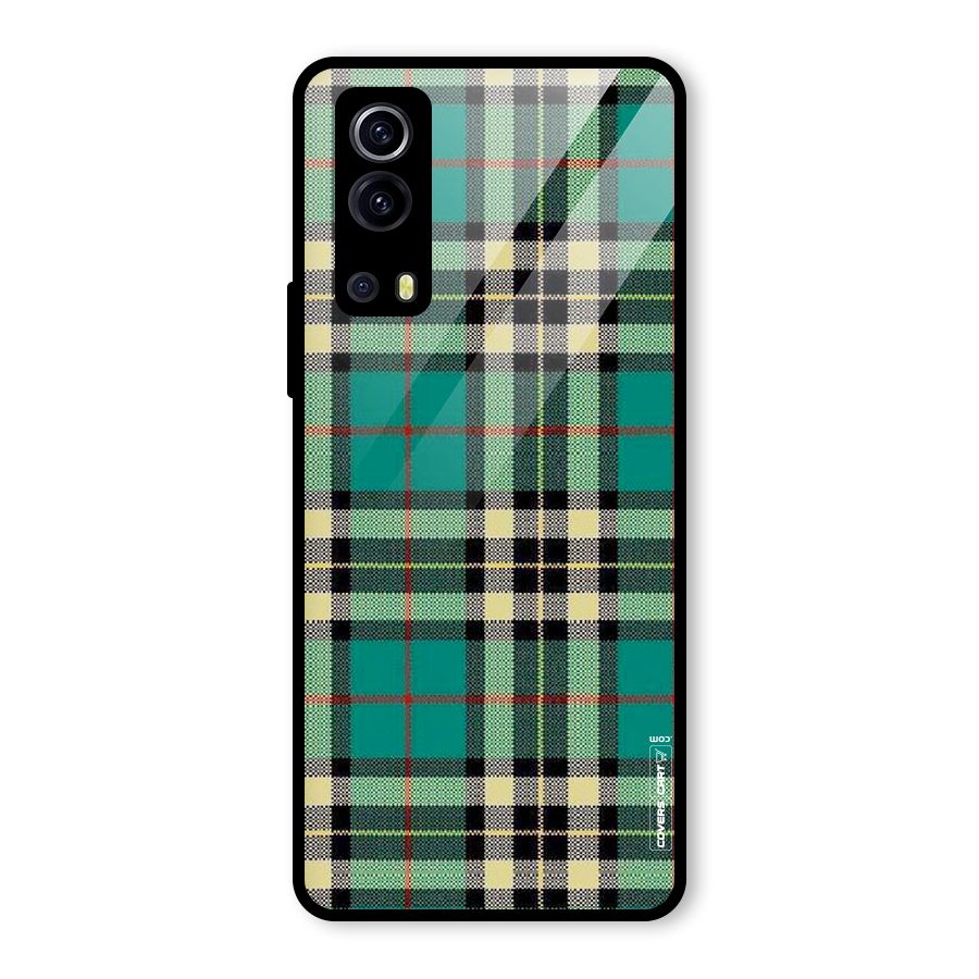 Green Check Glass Back Case for Vivo iQOO Z3