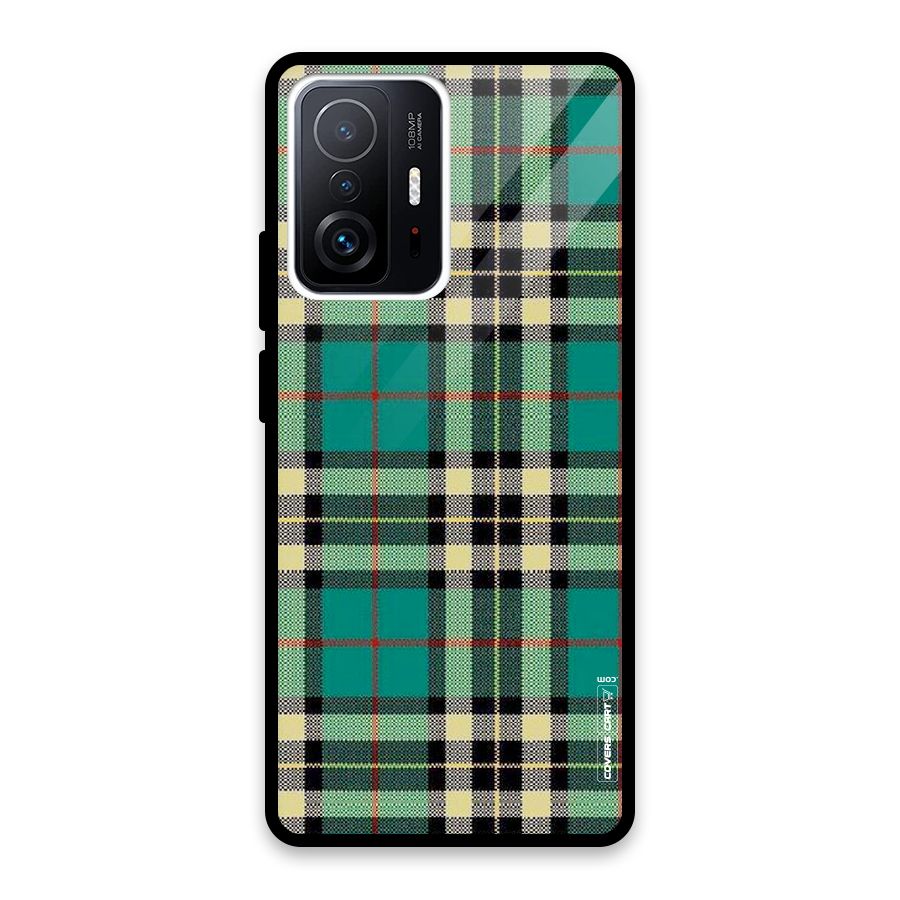 Green Check Glass Back Case for Xiaomi 11T Pro