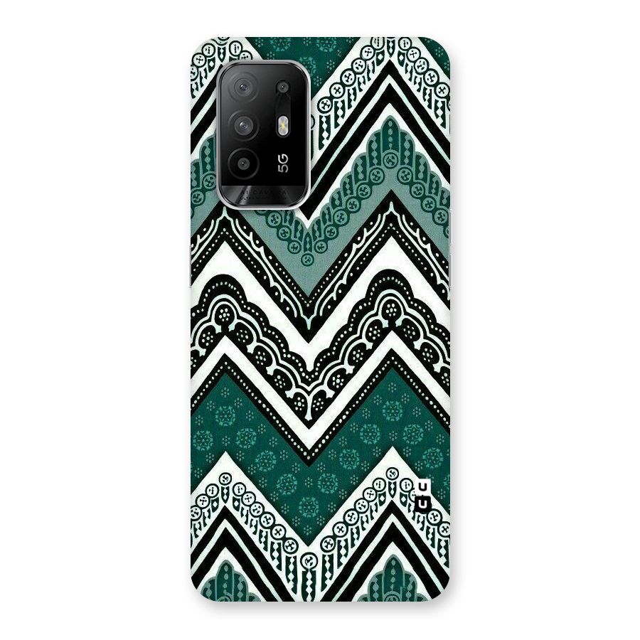 Green Chevron Back Case for Oppo F19 Pro Plus 5G