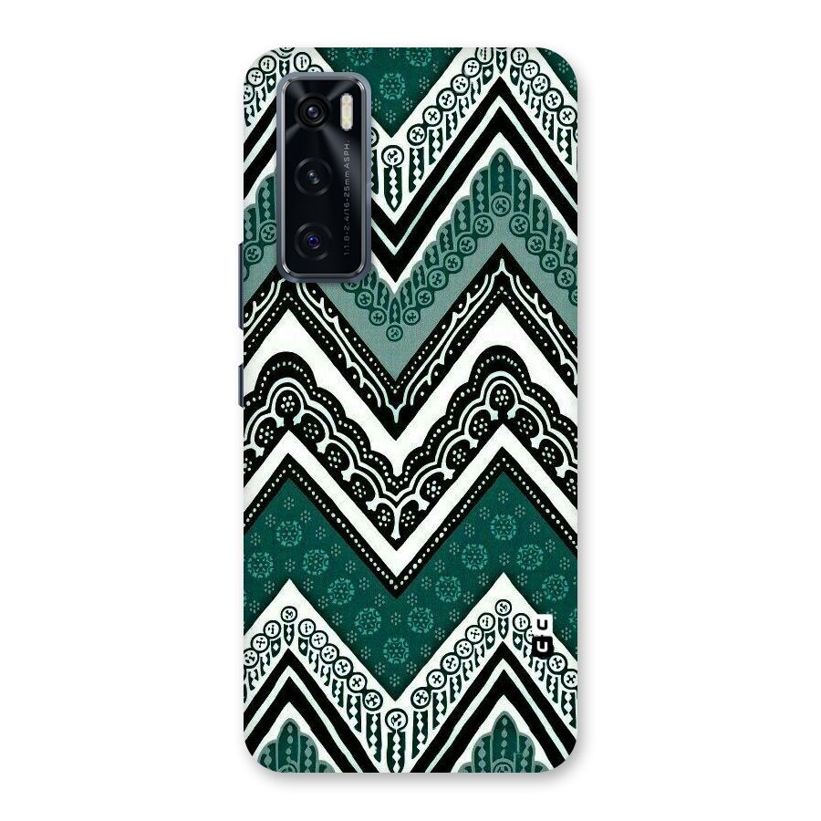 Green Chevron Back Case for Vivo V20 SE