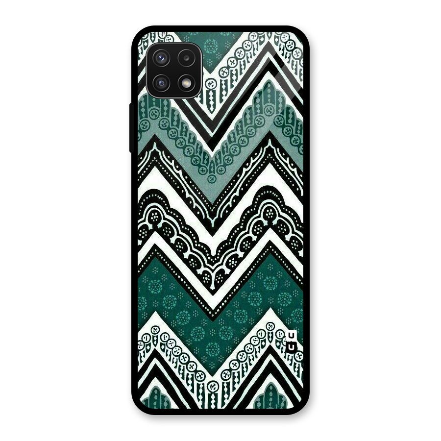 Green Chevron Glass Back Case for Galaxy A22 5G