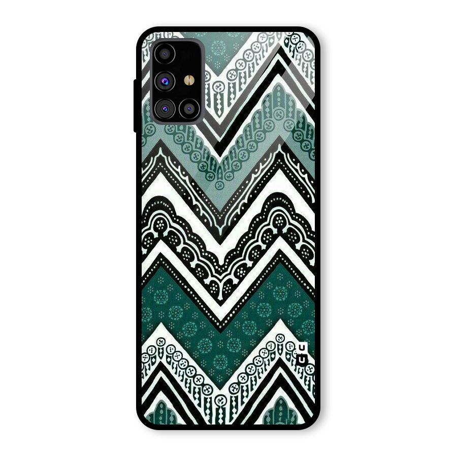 Green Chevron Glass Back Case for Galaxy M31s
