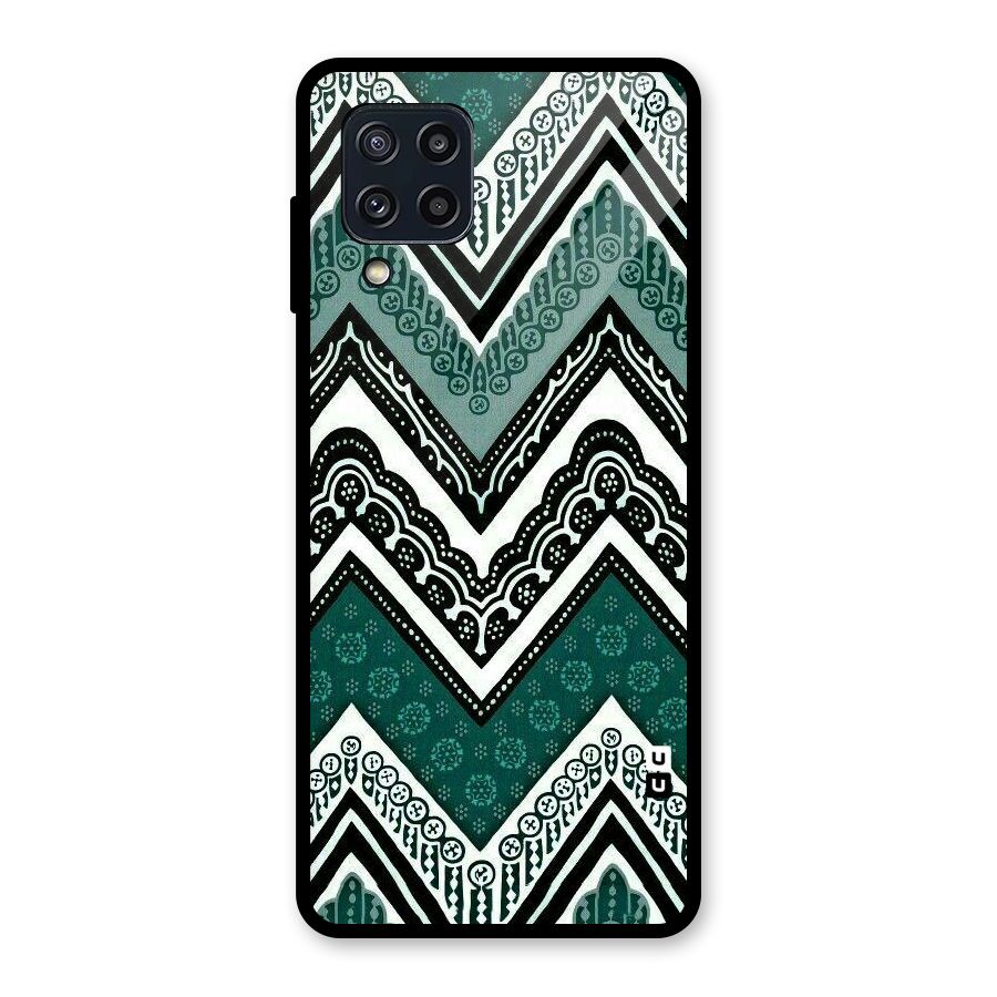 Green Chevron Glass Back Case for Galaxy M32