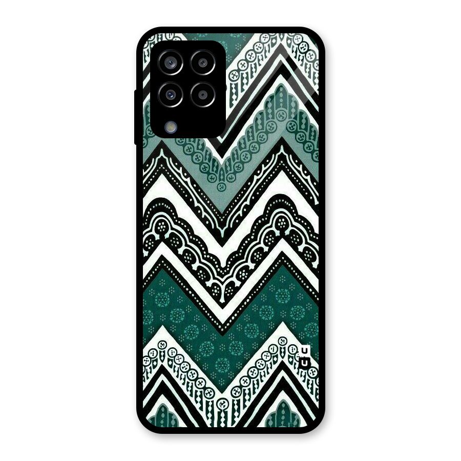 Green Chevron Glass Back Case for Galaxy M33