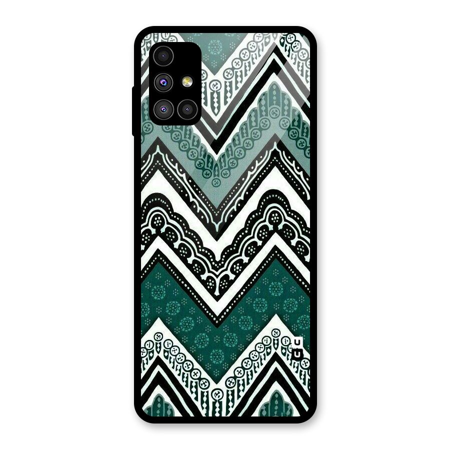 Green Chevron Glass Back Case for Galaxy M51