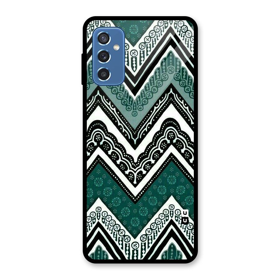 Green Chevron Glass Back Case for Galaxy M52 5G