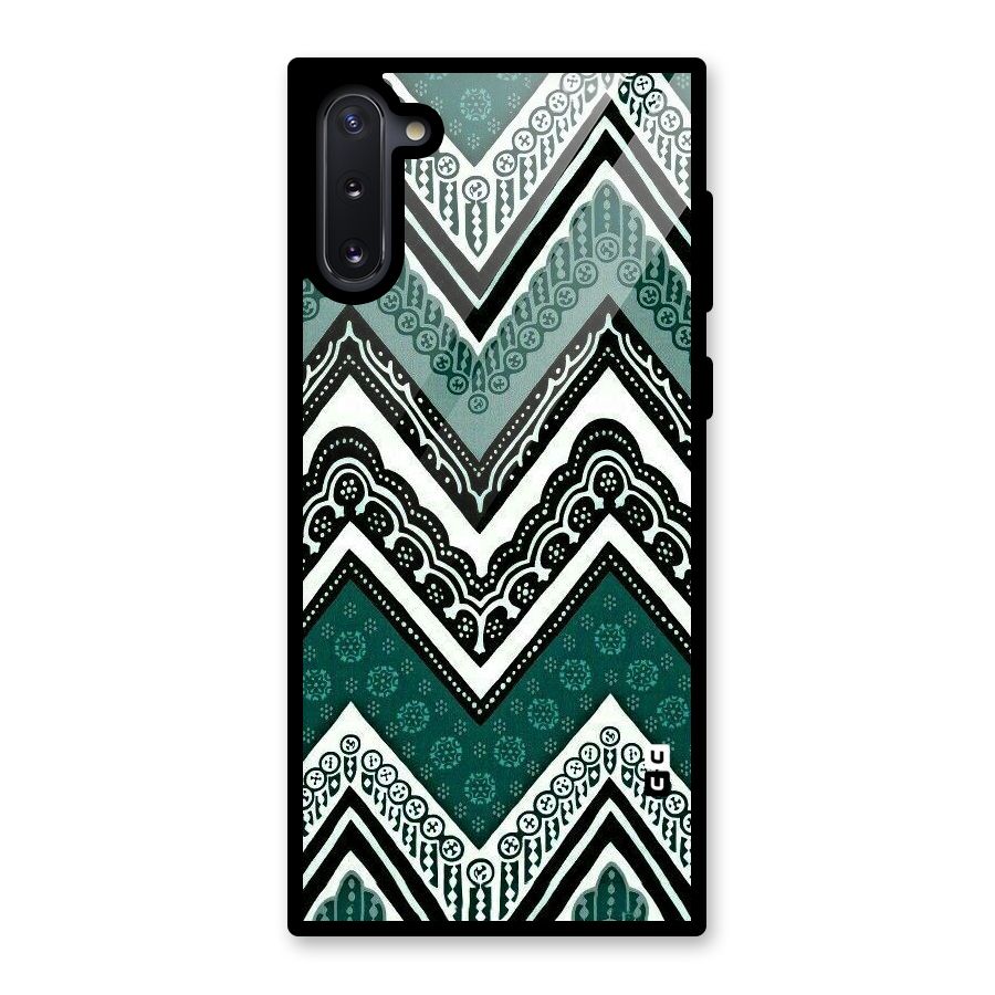 Green Chevron Glass Back Case for Galaxy Note 10