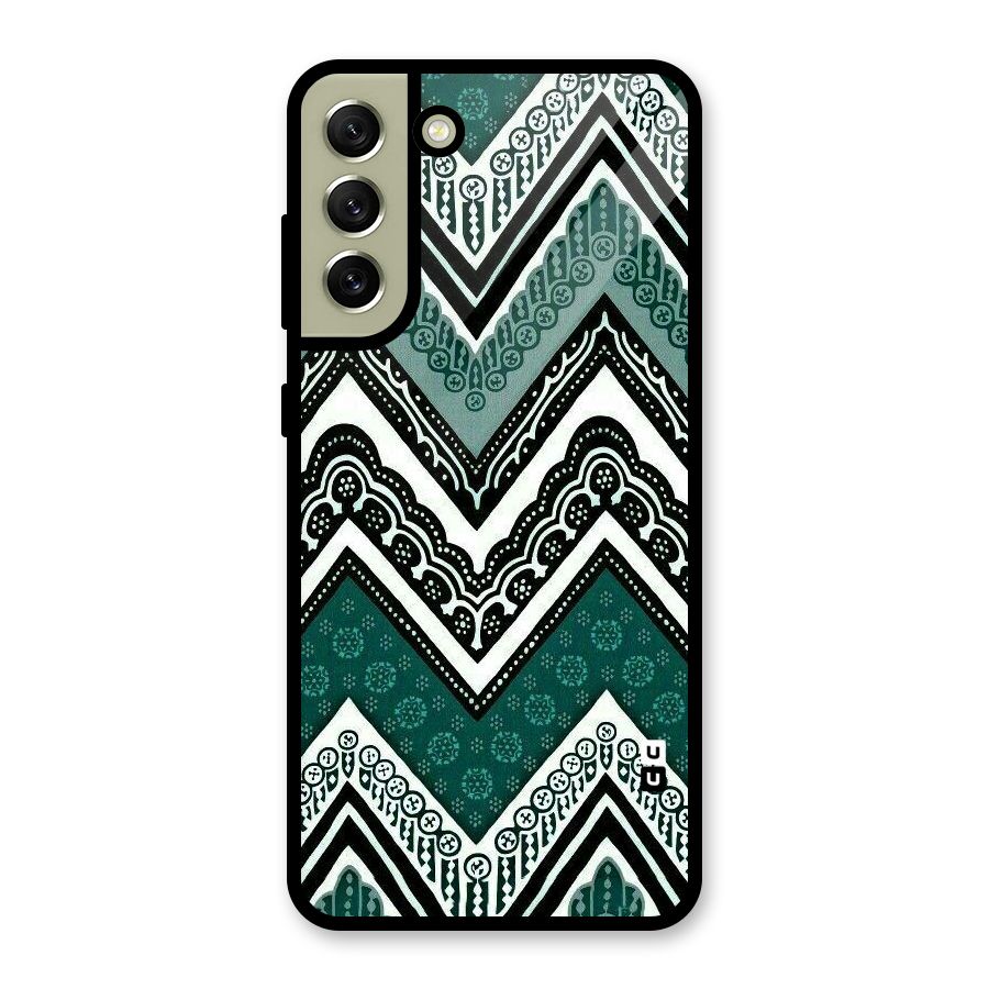 Green Chevron Glass Back Case for Galaxy S21 FE 5G
