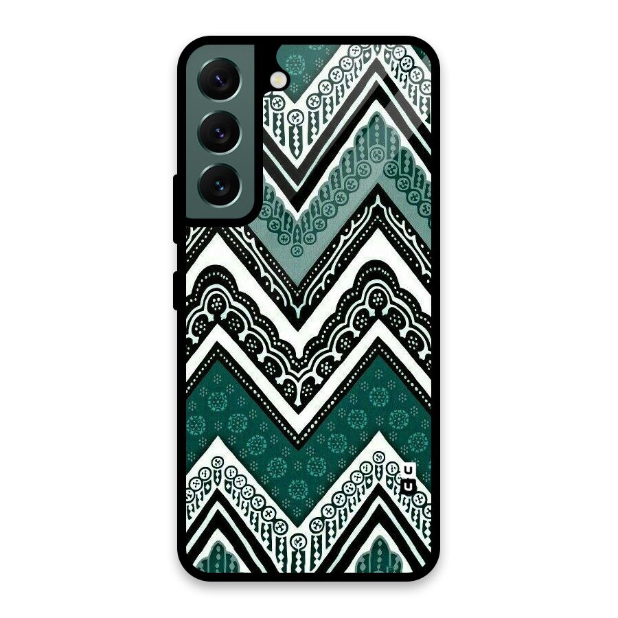 Green Chevron Glass Back Case for Galaxy S22 5G