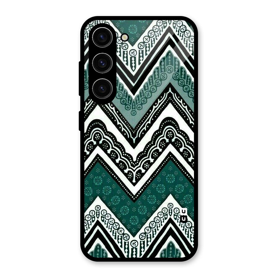 Green Chevron Glass Back Case for Galaxy S23