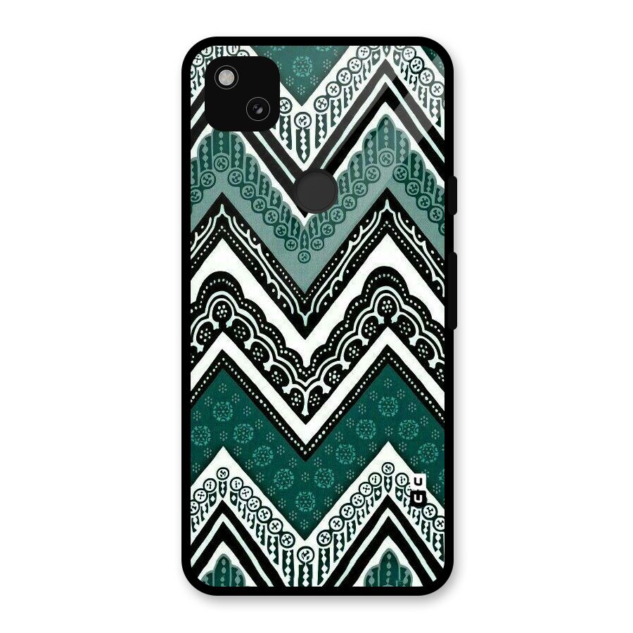 Green Chevron Glass Back Case for Google Pixel 4a
