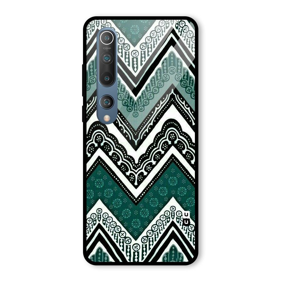 Green Chevron Glass Back Case for Mi 10