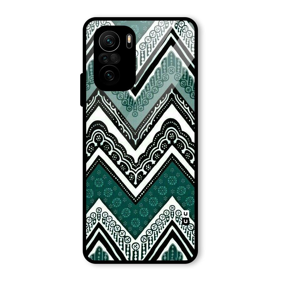 Green Chevron Glass Back Case for Mi 11x