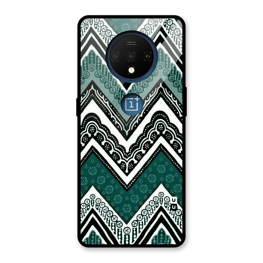 Green Chevron Glass Back Case for OnePlus 7T