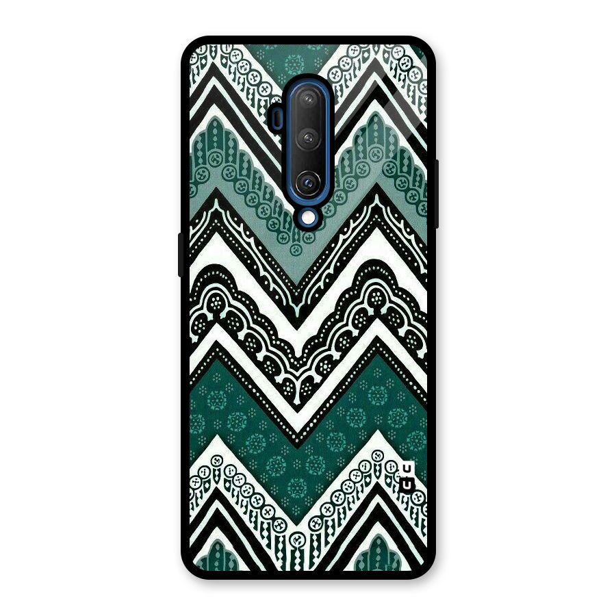 Green Chevron Glass Back Case for OnePlus 7T Pro