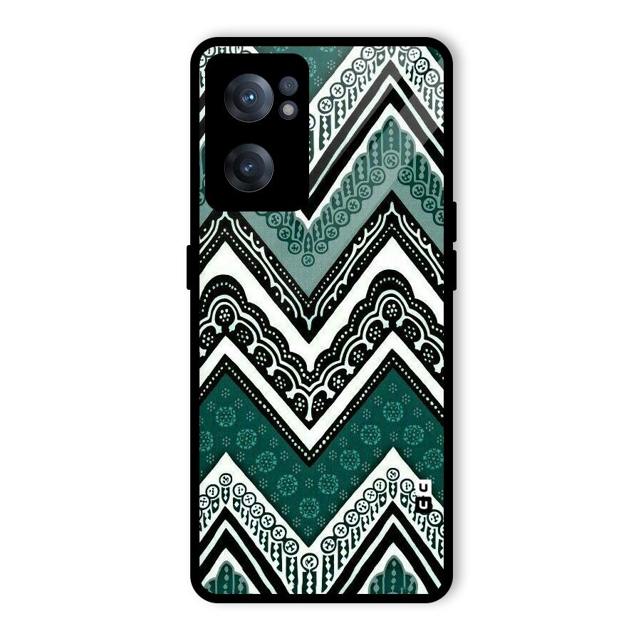 Green Chevron Glass Back Case for OnePlus Nord CE 2 5G