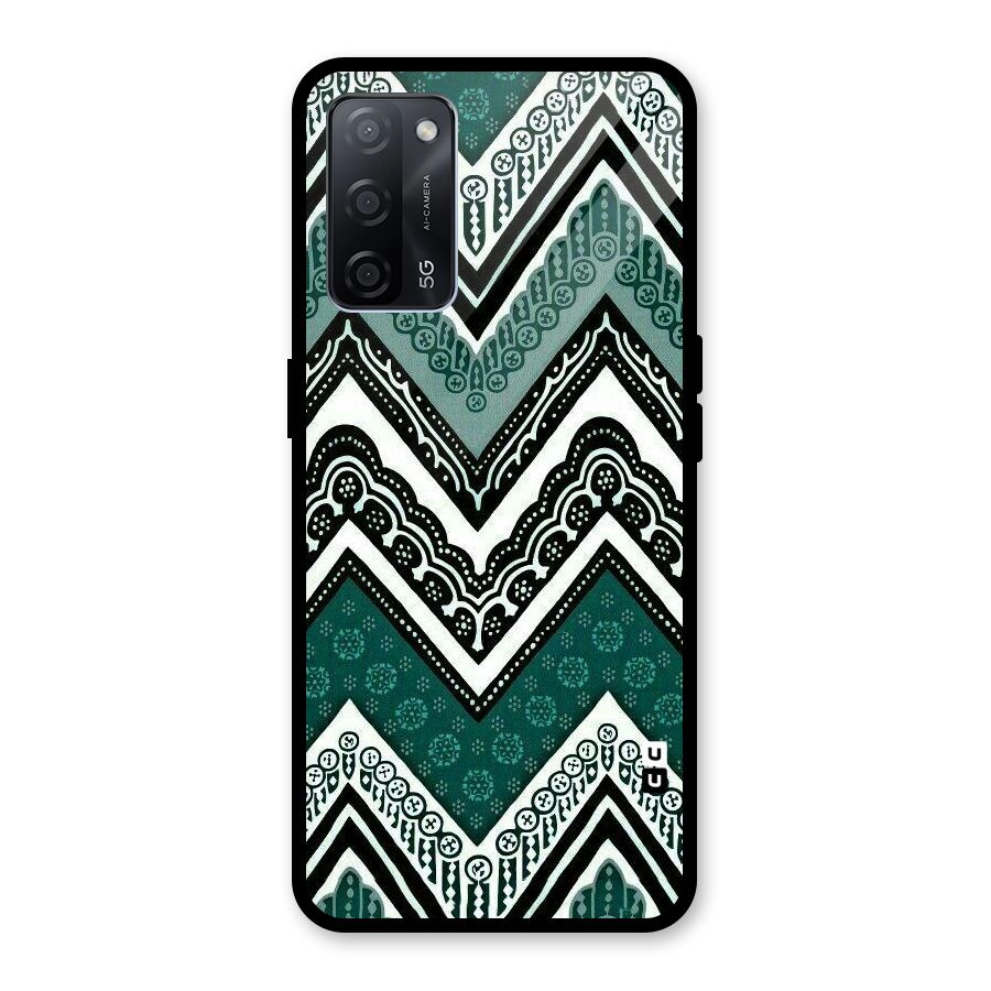 Green Chevron Glass Back Case for Oppo A53s 5G