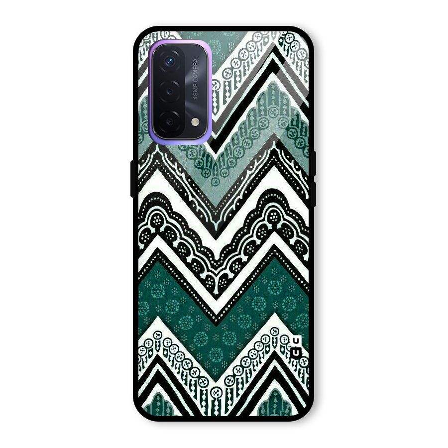 Green Chevron Glass Back Case for Oppo A74 5G