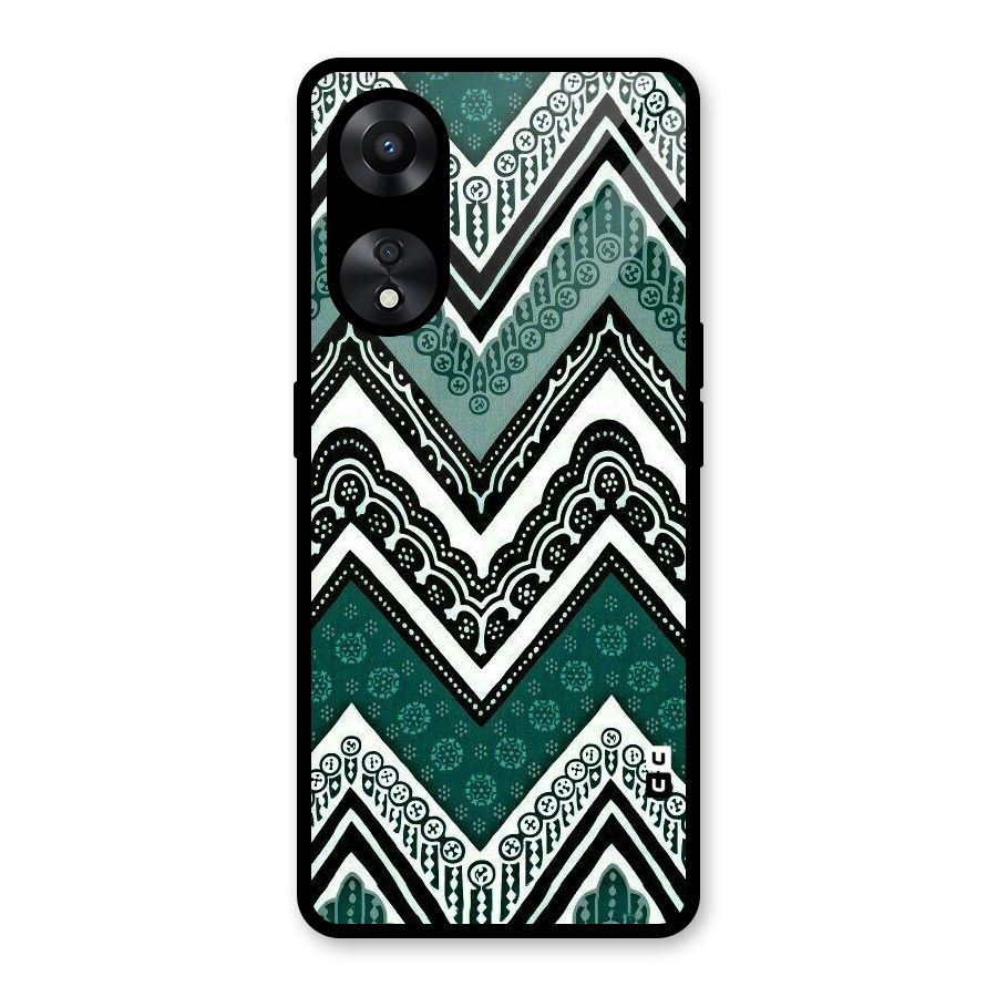 Green Chevron Glass Back Case for Oppo A78