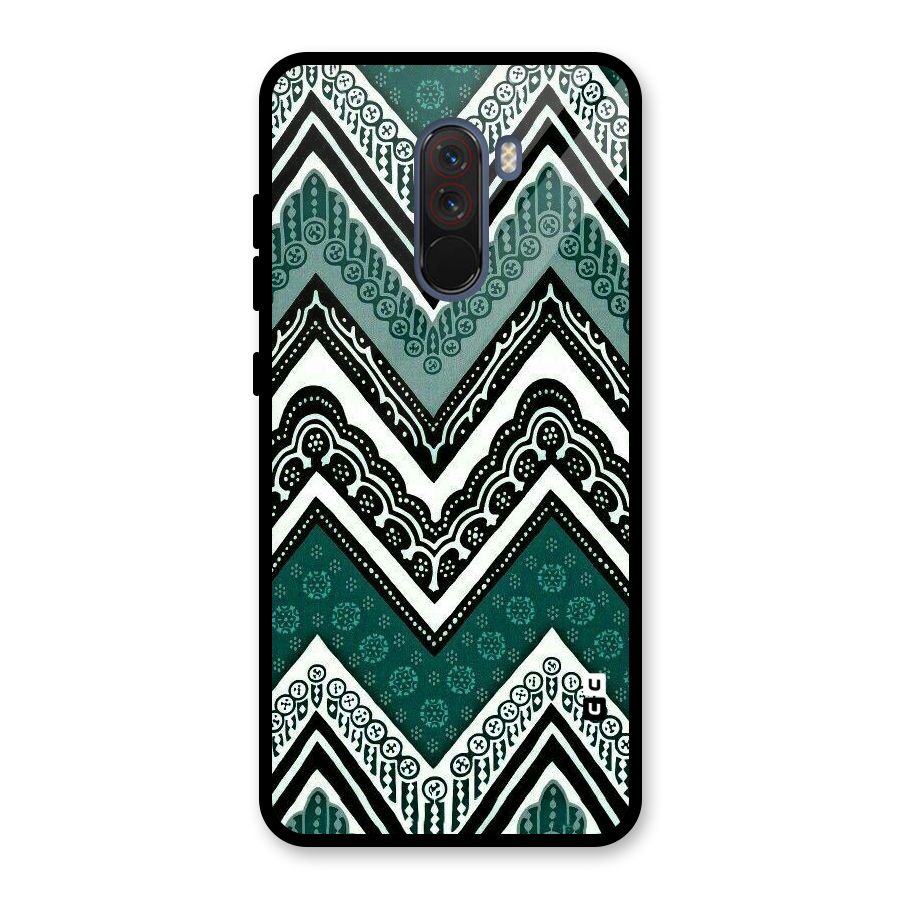 Green Chevron Glass Back Case for Poco F1