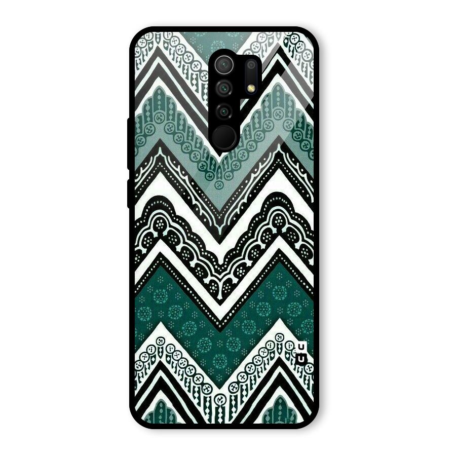 Green Chevron Glass Back Case for Poco M2